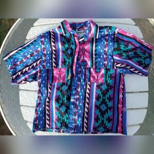 Wrangler Short Sleeve Shirt Small (See measurements) Western Pink Purple FUC